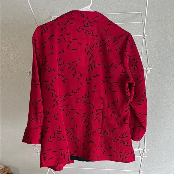 Notations Red & black Women's button down blouse with attached undershirt (B2) - Picture 6 of 6